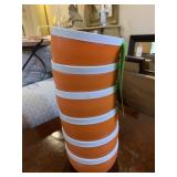 6 VINTAGE SUNFROST ORANGE PLASTIC BOWLS
