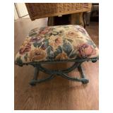 CAST IRON UPHOLSTERED FOOT STOOL - 13 X 11 X 8 '