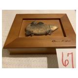 MEN'S WOOD FISH DECORATIVE BOX - 11 X 8 X 2.5 '