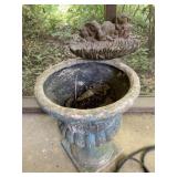 FIBERGLASS URN  15 X 12 ' AND BUNNY DECOR