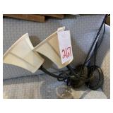 2 WALL MOUNT GOOSE NECK LAMPS W/ CUSTOM SHADES