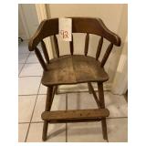 ANTIQUE CHILD'S HIGH CHAIR - SPLIT IN SEAT