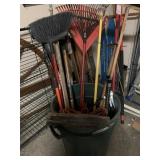 (2) 32 GAL TRASH CANS FULL OF GARDEN TOOLS