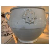 LARGE DECORATIVE WHITE CERAMIC POT - 12 X 10 '