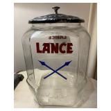 VINTAGE LANCE COUNTER JAR W/ LID - 11 X 9 X 8 '