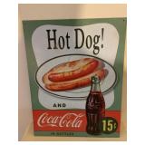 METAL COCA-COLA & HOT DOG SIGN - 12.5 X 16 '