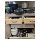 LARGE LOT OF KITCHEN PANS, UTENSILS & ACCESSORIES
