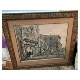 FRAMED OLD WORLD PRINT - 29 X 25 '