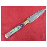Green, Blue and Red Wood Handle Knife