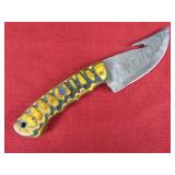 Yellow and Black Wood Handle Skinner Knife