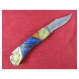 Blue and Gold Resin Pocket Knife