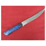 Blue Wood Handle Damascus Steel Fillet Knife