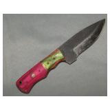 Pink Handle Damascus Steel Fixed-Blade Knife