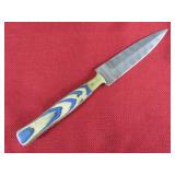 Blue and Tan Wood Handle Dagger Knife