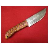 Pink and Yellow Wood Handle Skinning Knife