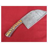 Colorful Wood Handle Damascus Steel Cleaver