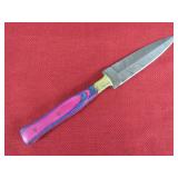 Pink and Blue Wood Handle Dagger Knife