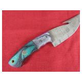 Blue and Purple Wood Handle Hunting Knife