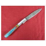 Blue, Red, Yellow Wood Handle Pocket Knife