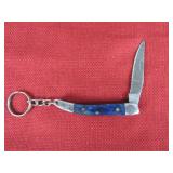 Blue Wood Handle Keychain Pocket Knife
