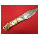Clorful Wood and Resin Trailing Point Blade Knife
