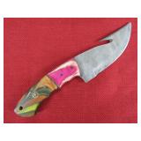 Damascus Steel Hunting Knife with Gut Hook