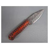 Orange Wood Handle Steel Hunting Knife