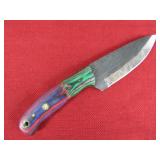 Red, Blue, Green Wood Handle Rasp Knife