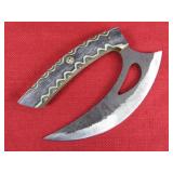 Damascus Steel ULU Knife Black Wood Handle