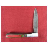 Colorful Wood Handle Damascus Pocket Knife