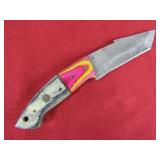 Pink, Yellow, Black Wood Handle Hunting Knife