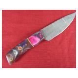 Pink and Purple Wood and Resin Handle Knife