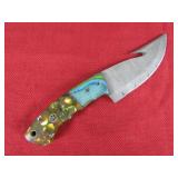 Blue and Multicolor Handle Hunting Knife