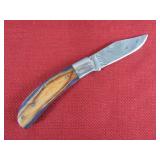 Wood Handle Damascus Steel Pocket Knife