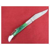Green Wood Handle Pocket Knife