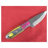 Yellow and Pink Wood Handle Fixed-blade Knife