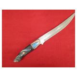 Black, Blue Handle Damascus Steel Fillet Knife