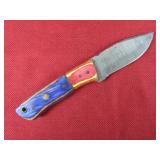 Blue, Yellow & Red Wood Handle Knife