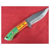 Red and Green Wood Handle Hunting Knife