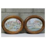 Two Framed Vintage Cottage Prints-Decor