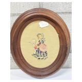 Oval Framed Needlepoint Art