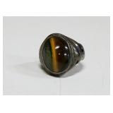 Vintage Hand Forged Tigers Eye/Silver? Ring