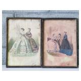Framed Antique Fashion Ads AS IS