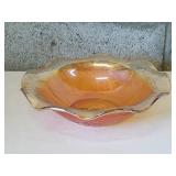 Vintage Jeanette Glass Floragold Ruffled Bowl
