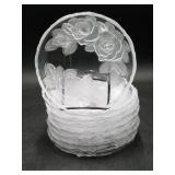 Vintage Winter Rose Glass Plates