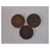 Indian Head Pennies x 3 1900, 1907, ?