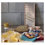 Kitchen Lot-Handmade Pot Holders, Pig Cream /Sugar