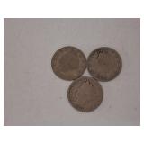 1911, 1906, 189? V Nickles