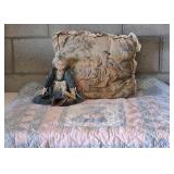 Vintage Baby Quilt, Handmade Doll, Pillow