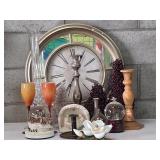HOME DECOR LOT-Clock, Candlesticks and more